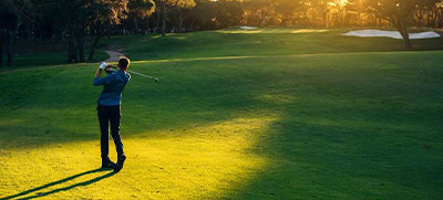 A golfer on a golf course
